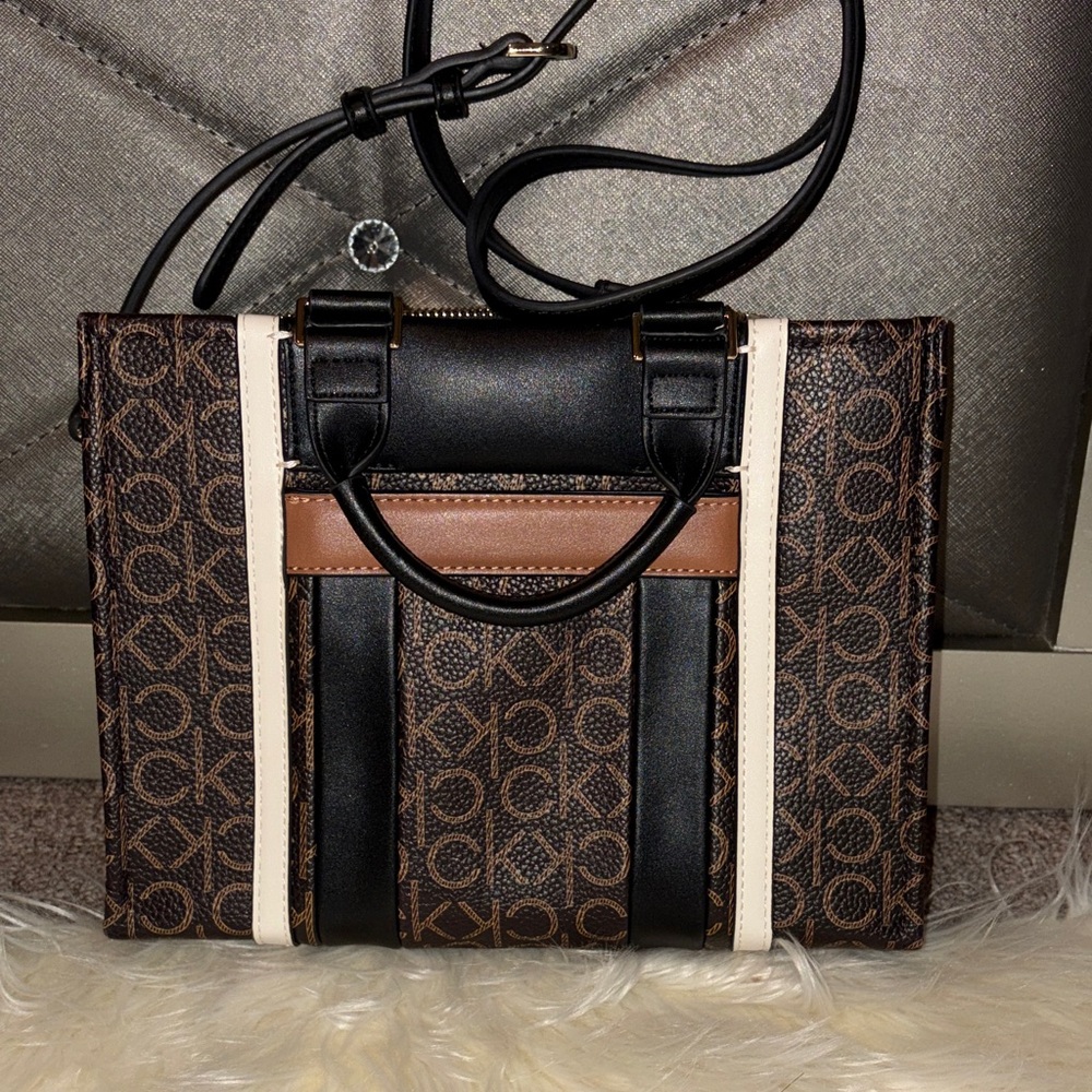 Calvin Klein Black and Brown Satchel